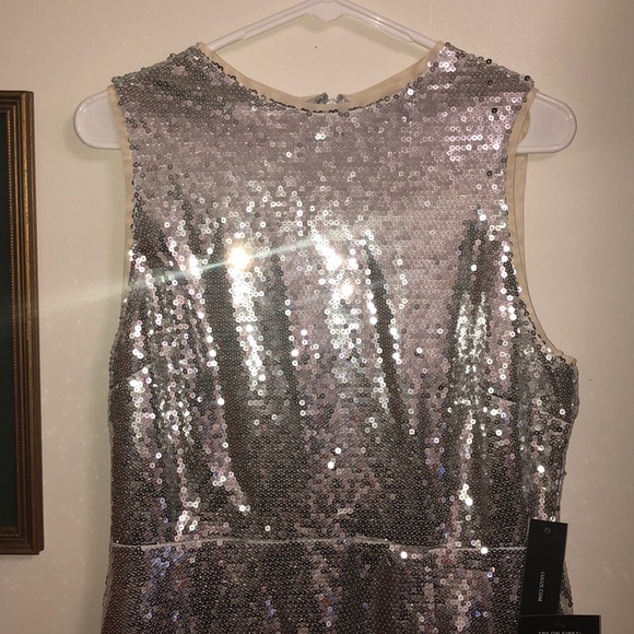 Silver sequin midi dress with side slit - Picture 3 of 5
